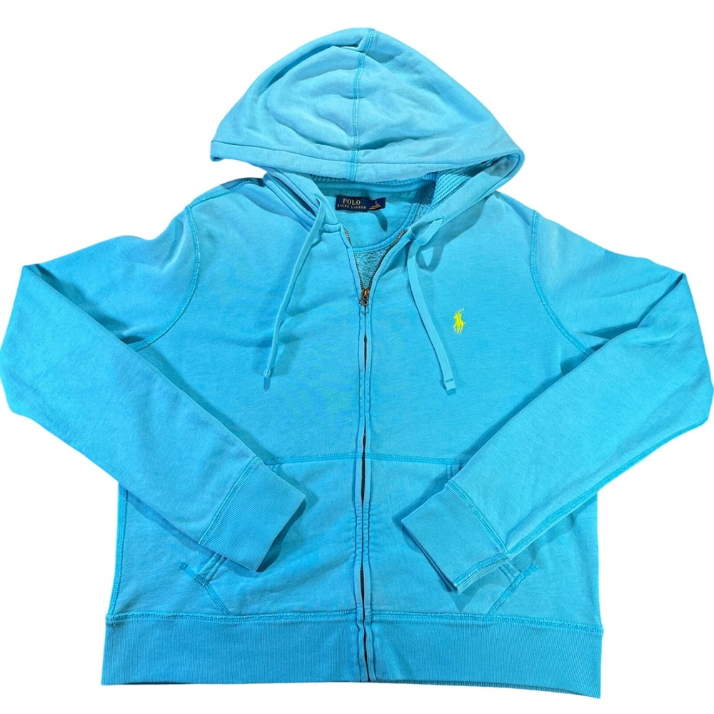 Polo Ralph Lauren Women's Turquoise Full Zip‎ Hoodie Polo Pony Logo Size XL